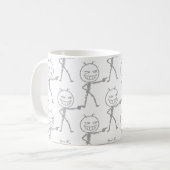 Stick Figure Doodle Nahtloses Muster - Lustig Kaffeetasse (Vorderseite Links)