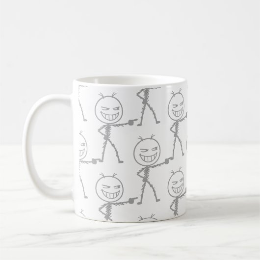 Stick Figure Doodle Nahtloses Muster - Lustig Kaffeetasse (Links)