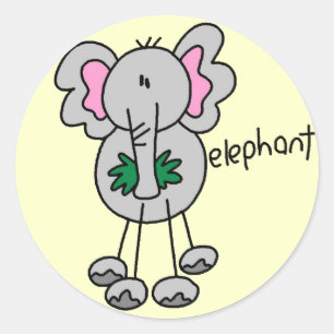 Stick Figure Elefant T-Shirts und Geschenke Runder Aufkleber