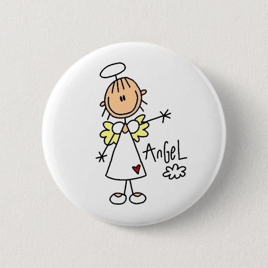 Stick Figure Engel T-Shirts und Geschenke Button (Vorderseite)
