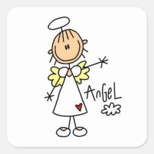 Stick Figure Engel T-Shirts und Geschenke Quadratischer Aufkleber