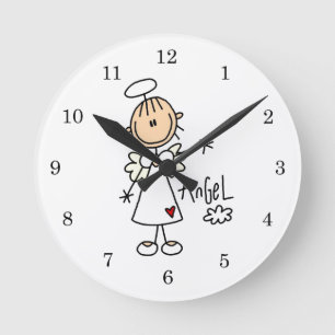 Stick Figure Engel T-Shirts und Geschenke Runde Wanduhr