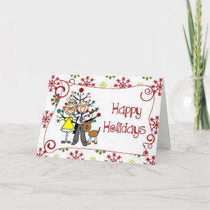 Stick Figure Familien Weihnachtsurlaub Feiertagskarte