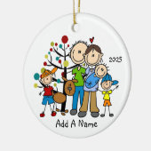 Stick Figure Family 3 Children and Dog Keramik Ornament (Links)