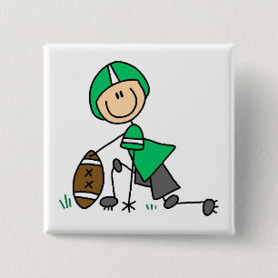Stick Figure Football Grün Button