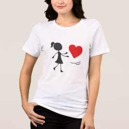 Stick Figure Girl Catching Heart Graphic Tee