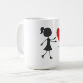 Stick Figure Girl Catching Heart Graphic Tee Kaffeetasse (Vorderseite Links)