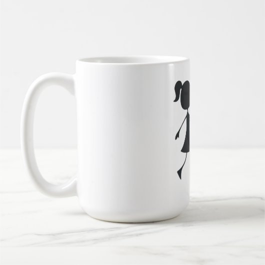 Stick Figure Girl Catching Heart Graphic Tee Kaffeetasse (Links)