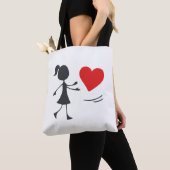 Stick Figure Girl Catching Heart Graphic Tee Tasche (Von Nahem)