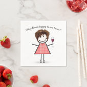 Stick Figure Girl With Wine Glass and Quote Serviette (Beispiel)