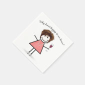 Stick Figure Girl With Wine Glass and Quote Serviette (Ecke)
