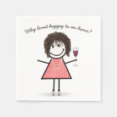 Stick Figure Girl With Wine Glass and Quote Serviette (Vorderseite)