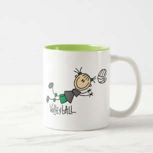 Stick Figure Girls Volleyball T-Shirts und Geschen Zweifarbige Tasse