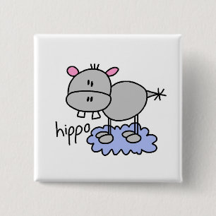 Stick Figure Hippo T-Shirts und Geschenke Button