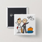 Stick Figure Hochzeit Flitterwochen T-Shirts und G Button (Vorne & Hinten)
