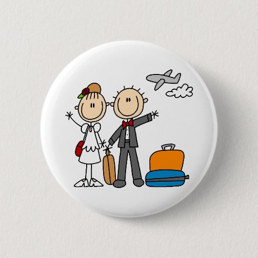 Stick Figure Hochzeit Flitterwochen T-Shirts und G Button (Vorderseite)