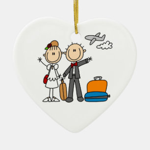 Stick Figure Hochzeits-Hochzeitsreise T-Shirts und Keramikornament