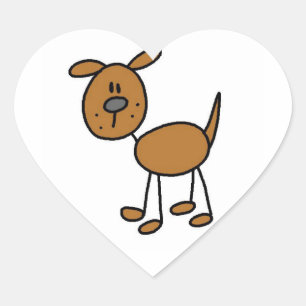 Stick Figure Hund T-Shirts und Geschenke Herz-Aufkleber