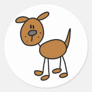 Stick Figure Hund T-Shirts und Geschenke Runder Aufkleber