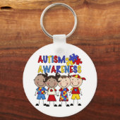 Stick Figure Kids Autism Awareness Schlüsselanhänger (Vorderseite)