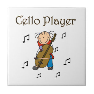 Stick Figure Mädchen Cellospieler T-Shirts und Ges Fliese