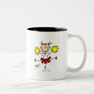 Stick Figure Mädchen Cheerleader T-Shirts und Gesc Zweifarbige Tasse