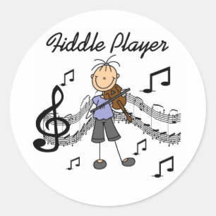 Stick Figure Mädchen Geiger T-Shirts und Geschenke Runder Aufkleber