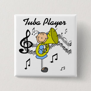 Stick Figure Mädchen Tuba Spieler T-Shirts und Ges Button