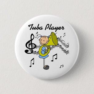 Stick Figure Mädchen Tuba Spieler T-Shirts und Ges Button