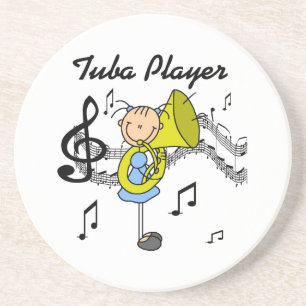 Stick Figure Mädchen Tuba Spieler T-Shirts und Ges Sandstein Untersetzer