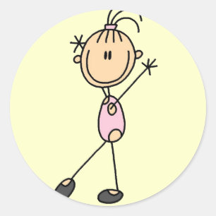 Stick Figure Mädchen Turnen T-Shirts und Geschenke Runder Aufkleber