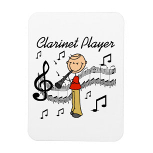 Stick Figure Männlicher Klarinettenspieler T-Shirt Magnet