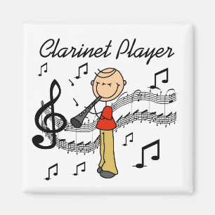 Stick Figure Männlicher Klarinettenspieler T-Shirt Magnet