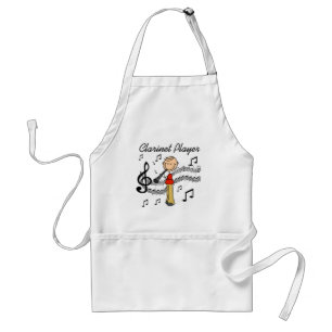 Stick Figure Männlicher Klarinettenspieler T-Shirt Schürze