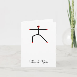 Stick figure of warrior 2 yoga pose. dankeskarte