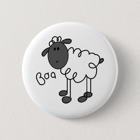 Stick Figure Schaf T-Shirts und Geschenke Button (Vorderseite)
