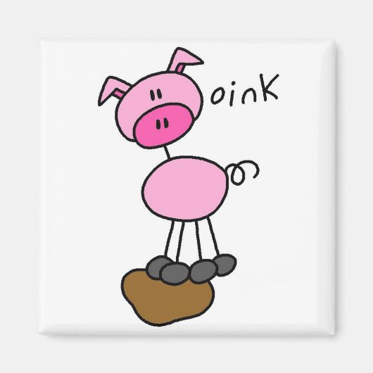 Stick Figure Schwein T-Shirts und Geschenke Magnet (Vorne)