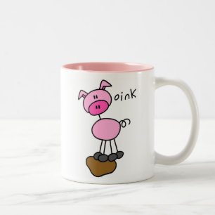 Stick Figure Schwein T-Shirts und Geschenke Zweifarbige Tasse