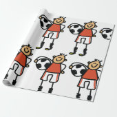 Stick Figure Soccer Boy Football Player Geschenkpapier (Ungerollt)