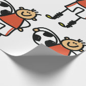 Stick Figure Soccer Boy Football Player Geschenkpapier (Ecke)