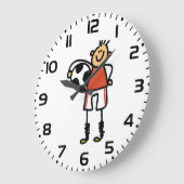 Stick Figure Soccer Boy Football Player Große Wanduhr (Winkel)