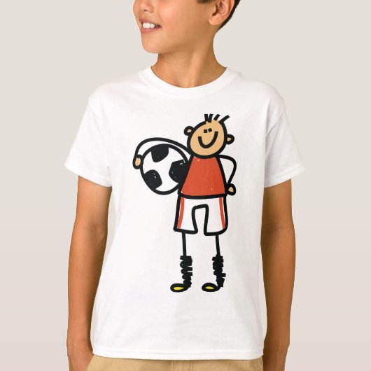 Stick Figure Soccer Boy Football Player T-Shirt (Vorderseite)
