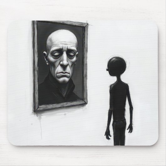 Stick Figure Staring a Bald Man Portrait Mousepad (Vorne)