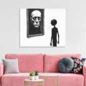 Stick Figure Staring at a Bald Man Portrait Leinwanddruck (Insitu (Wohnzimmer))