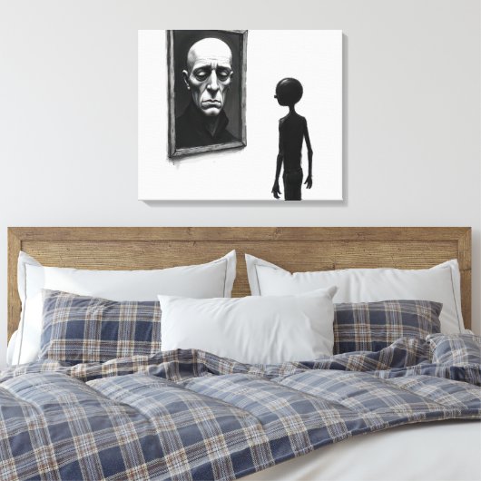 Stick Figure Staring at a Bald Man Portrait Leinwanddruck (Insitu (Schlafzimmer))