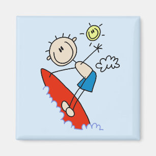 Stick Figure Surfer Boy T-Shirts und Geschenke Magnet