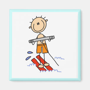 Stick Figure Wasserski T-Shirts und Geschenke Magnet
