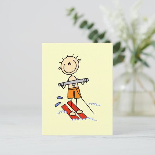 Stick Figure Water Skiing Tshirts and gifts Postkarte (Stehend Vorderseite)