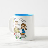 Stick Figures Family Beach Fun Zweifarbige Tasse (Vorderseite Links)