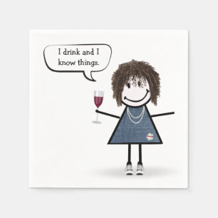 Stick Girl in Sneakers mit Rotwein Serviette